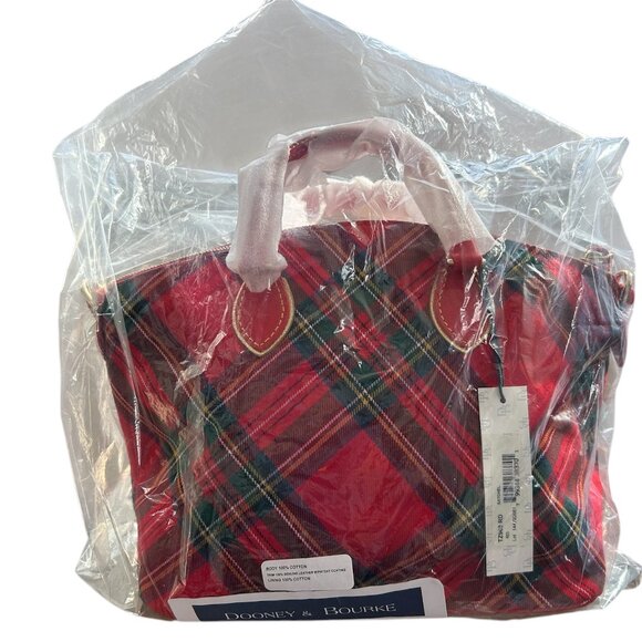 Dooney & Bourke Red Tartan Collection Satchel - Picture 15 of 16